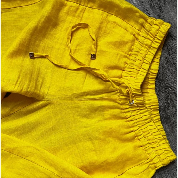YELLOW SUMMER LINEN TROUSERS - Picture 3 of 10